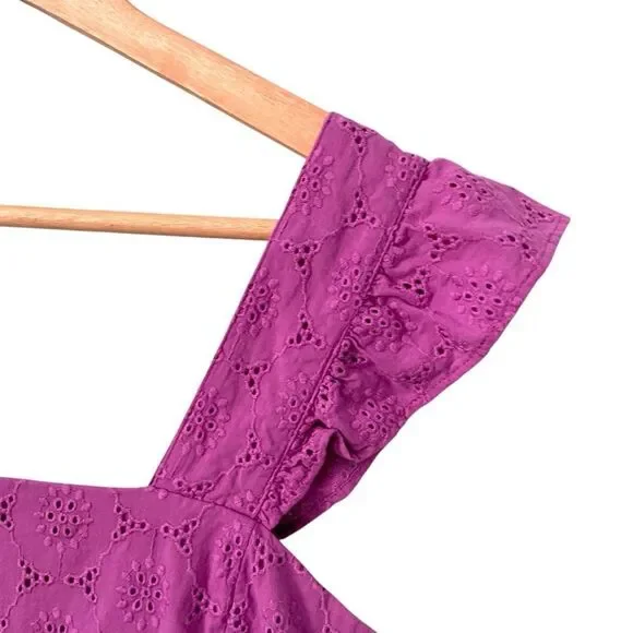 Draper James Maddie Babydoll Dress in Purple Eyelet Cotton Size XS - Picture 7 of 12